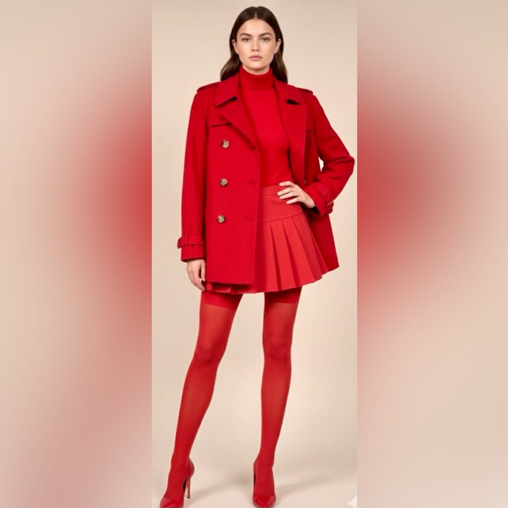 Perfect by Carson Kressley red wool/cashmere pea coat Sz L